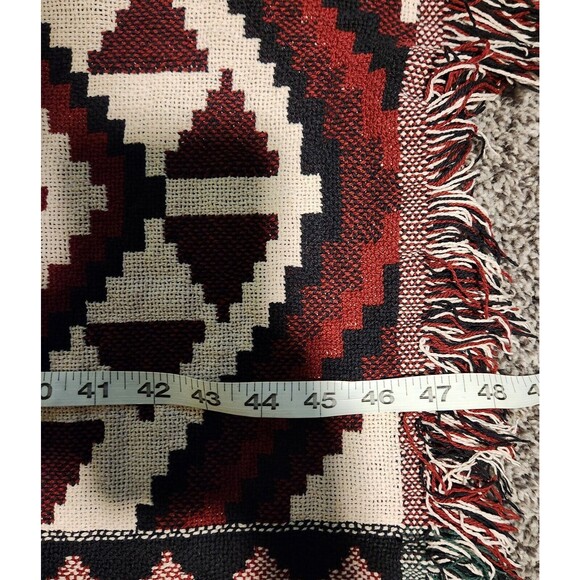 Vtg Blanket Throw Southwestern Geometrical Aztec Western Red 66 x 47 in Black - Picture 4 of 8